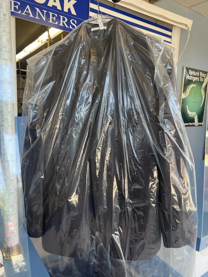 Dry cleaning equipment and garment racks inside the shop